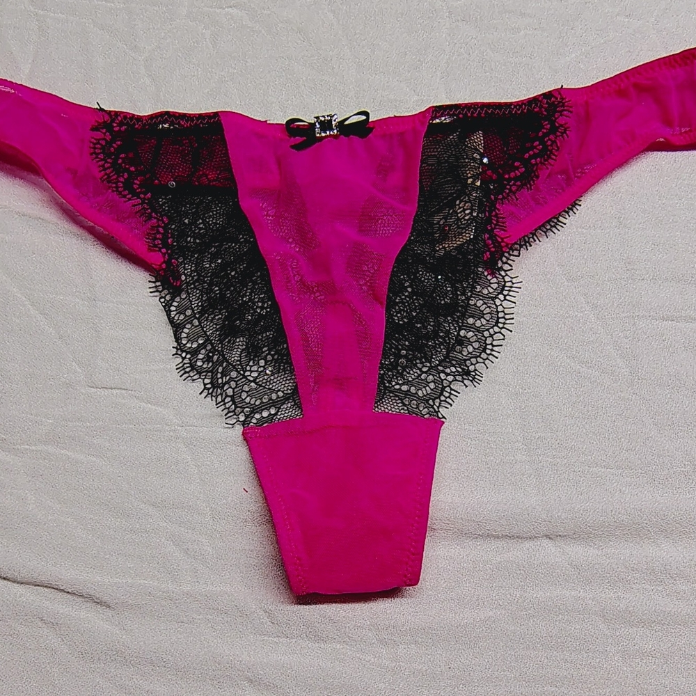 Victoria's Secret Pink and Black Lace Panties